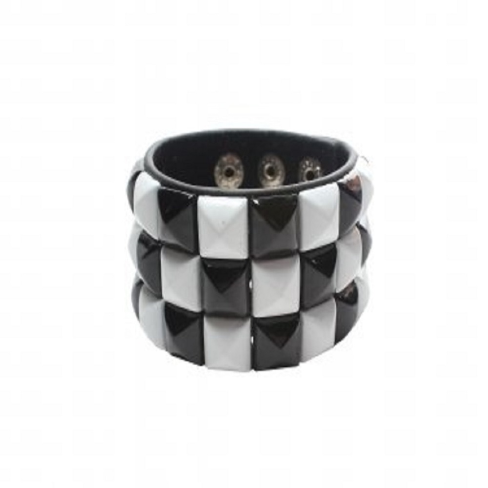 Retro Black and White Pyramid Wristband